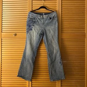 Embroidered denim jeans